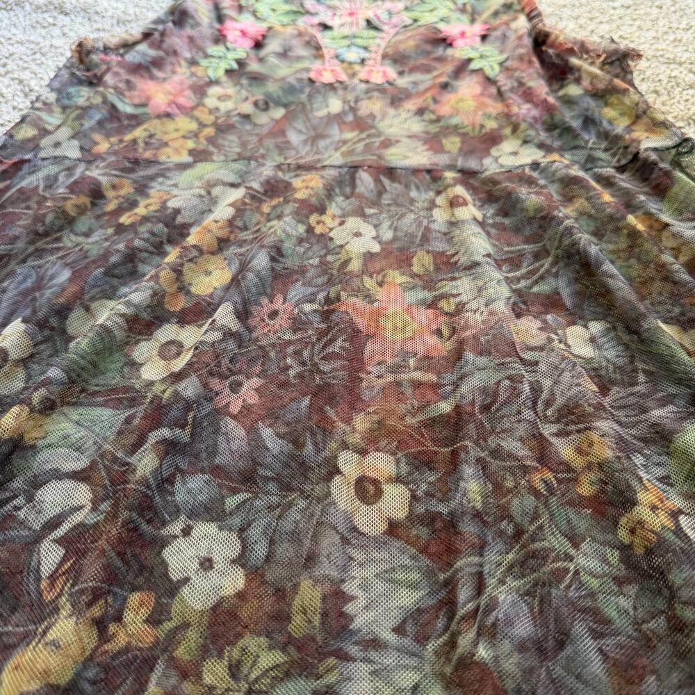 Johnny Was Biya Floral Embroidered Mesh Midi Dress Size Small - Picture 9 of 11